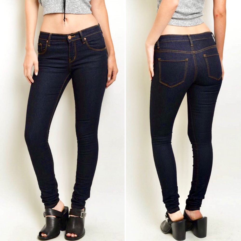 Dark Wash Low Rise Skinny Jeans